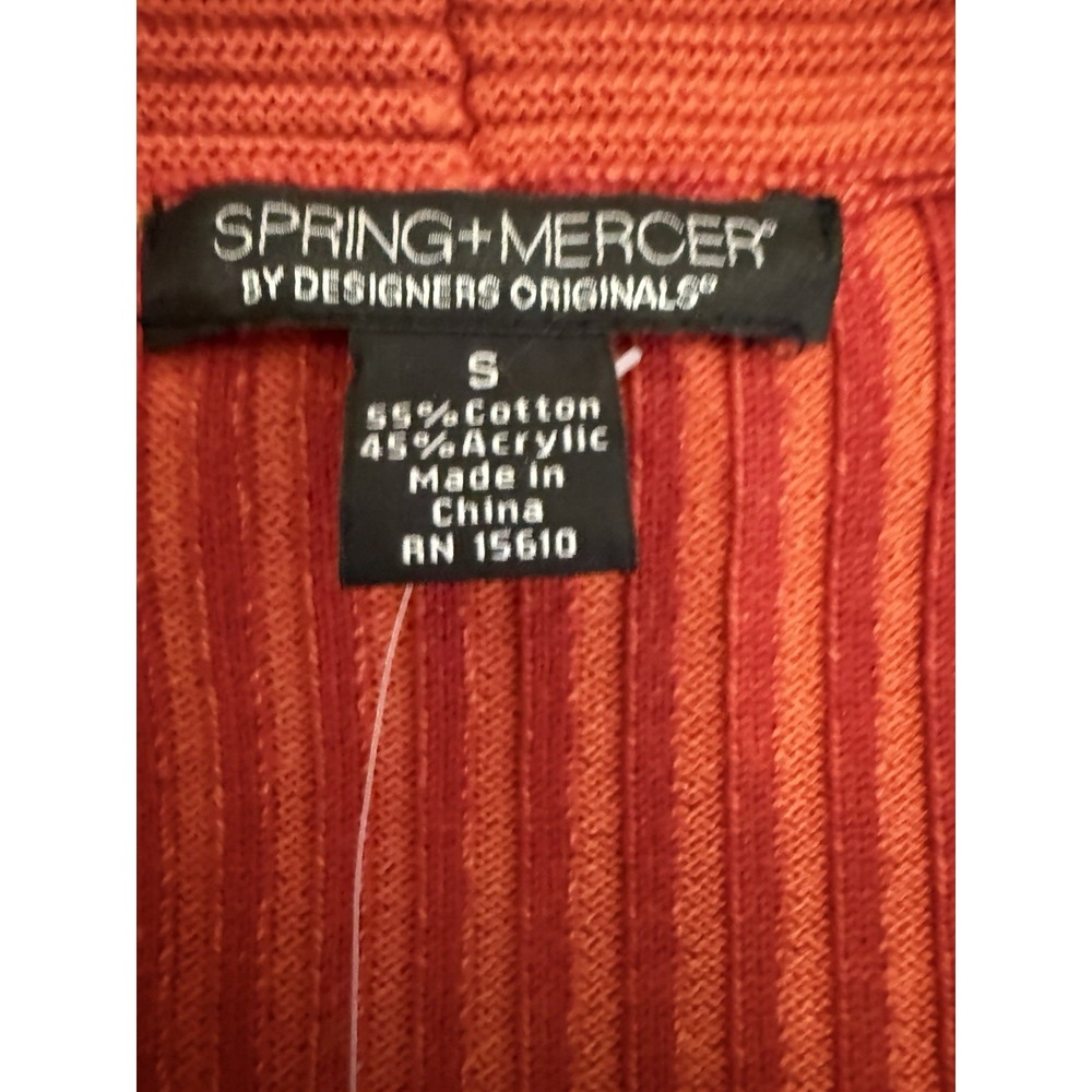 Spring & Mercer Orange Striped Long Sleeve Open Front Cardigan Sweater S NWT - Picture 5 of 11